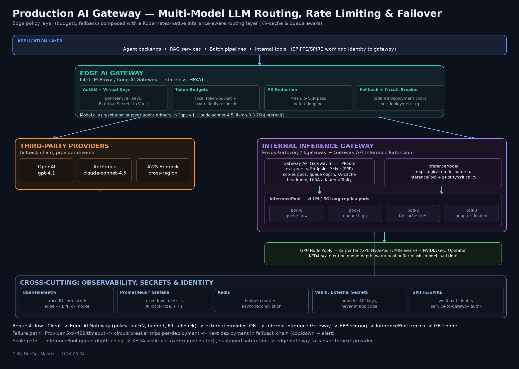 Production AI Gateway — Multi-Model Routing, Rate Limiting & Failover Architecture